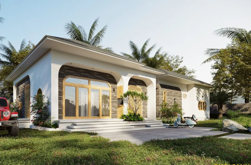 Mặt tiền nhà vườn mái Nhật